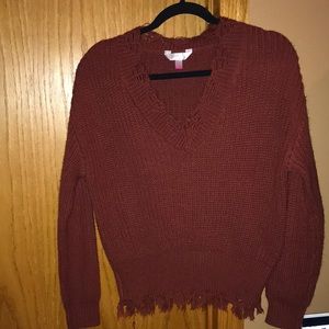 Burgundy V-Neck Sweater